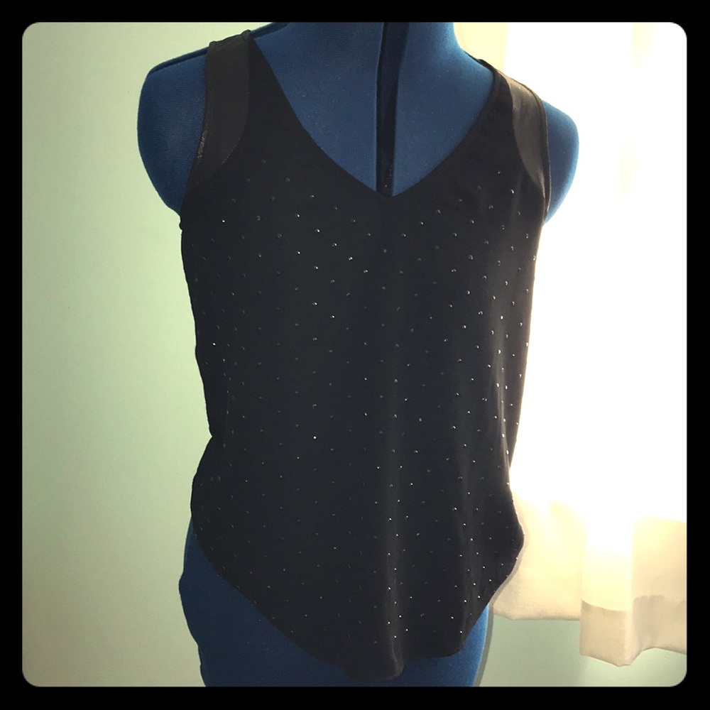Black Sleeveless Top With Rhinestones